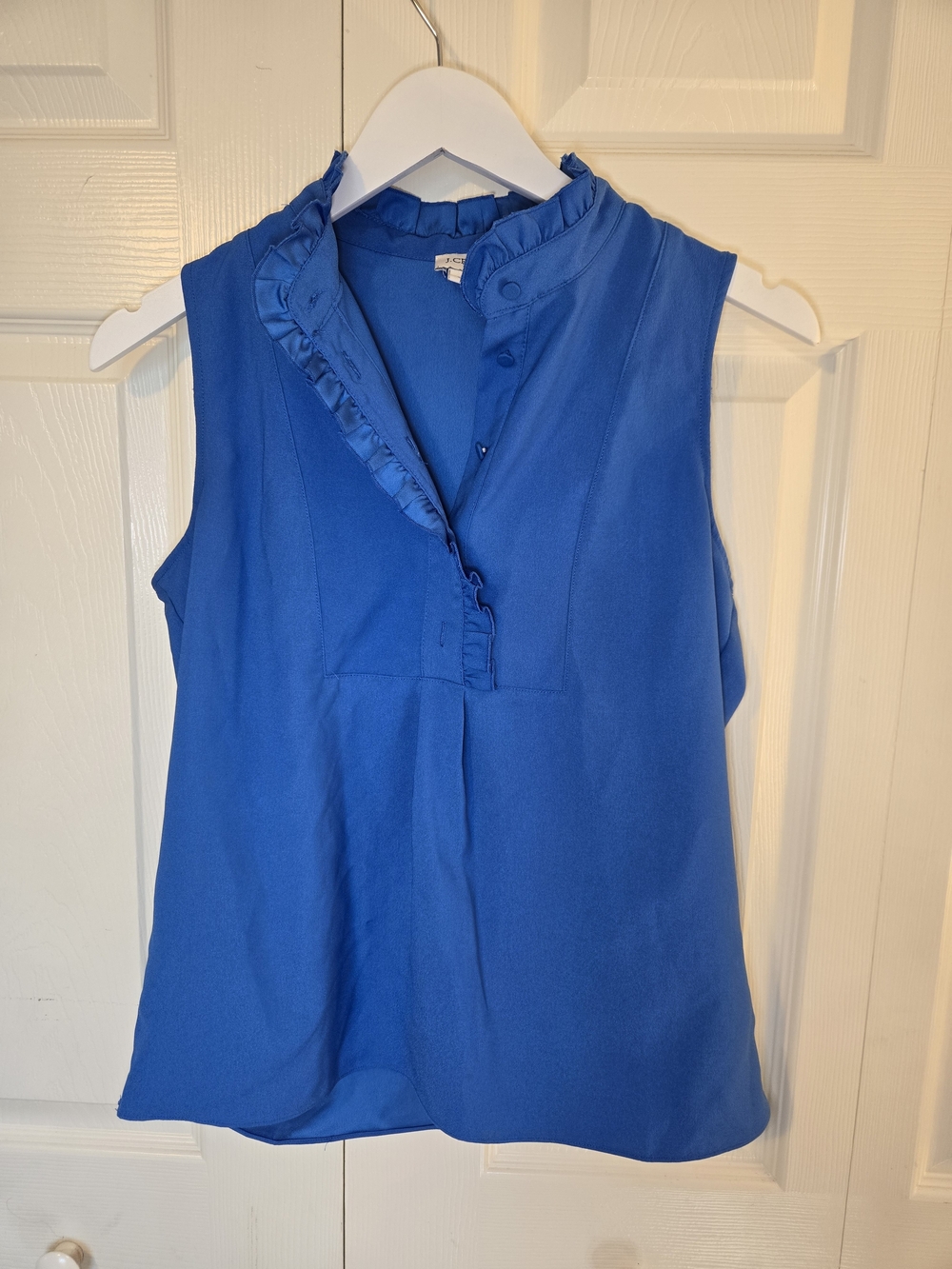 J. Crew Sleeveless Royal Blue Ruffle V-Neck Camisole